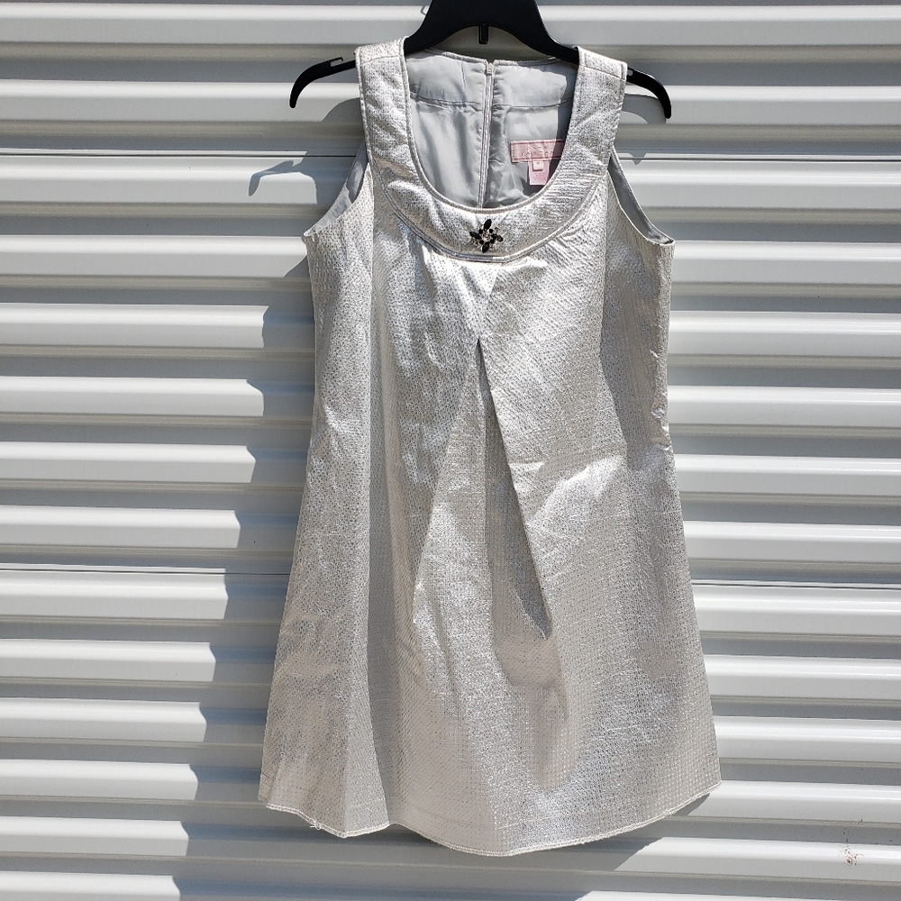 Pink Tartan metallic silver "Diana" shift dress